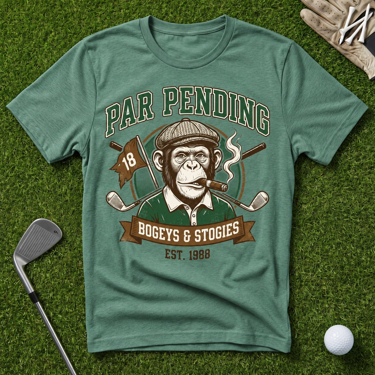 Bogeys & Stogies Ape T-Shirt in Jade Dome