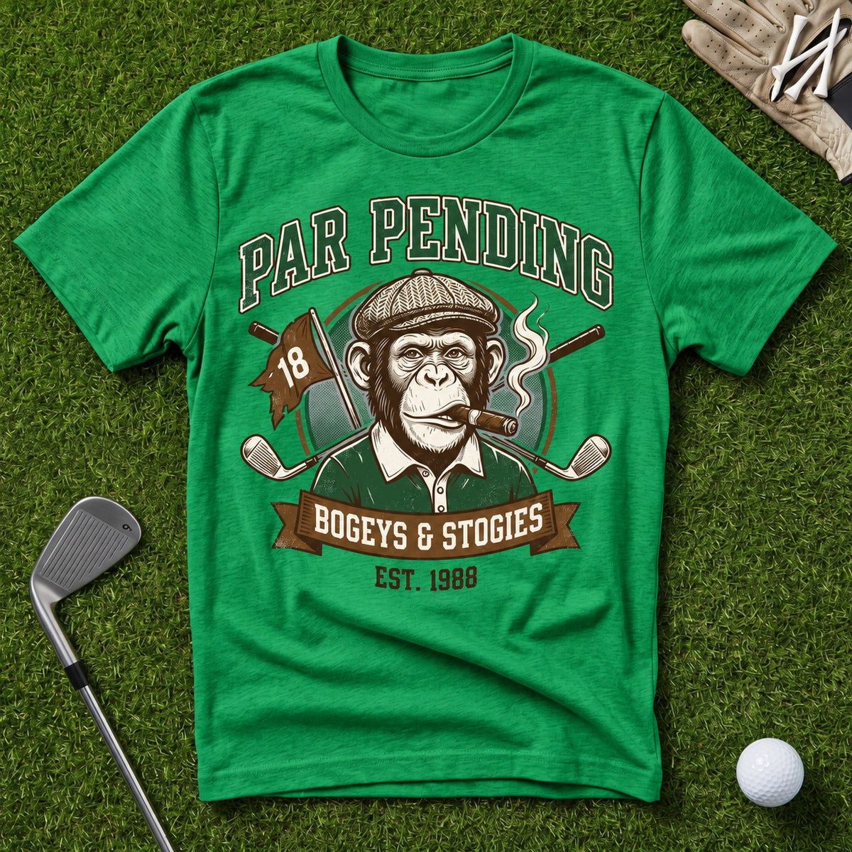 Bogeys & Stogies Ape T-Shirt in Kelly Green