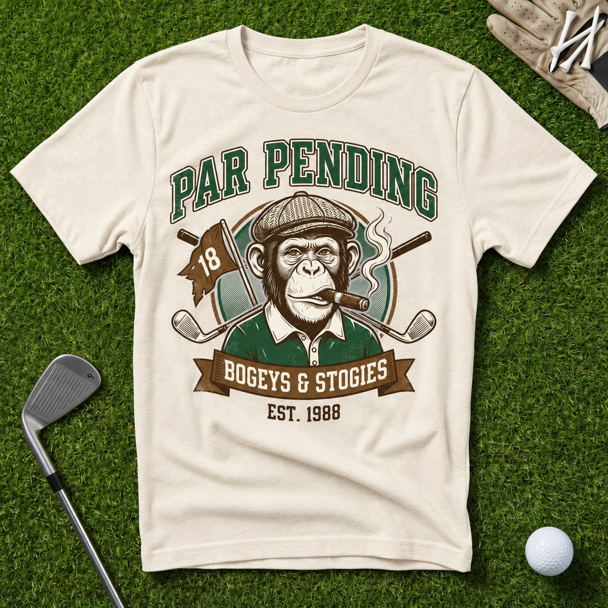 Bogeys & Stogies Ape T-Shirt in Natural