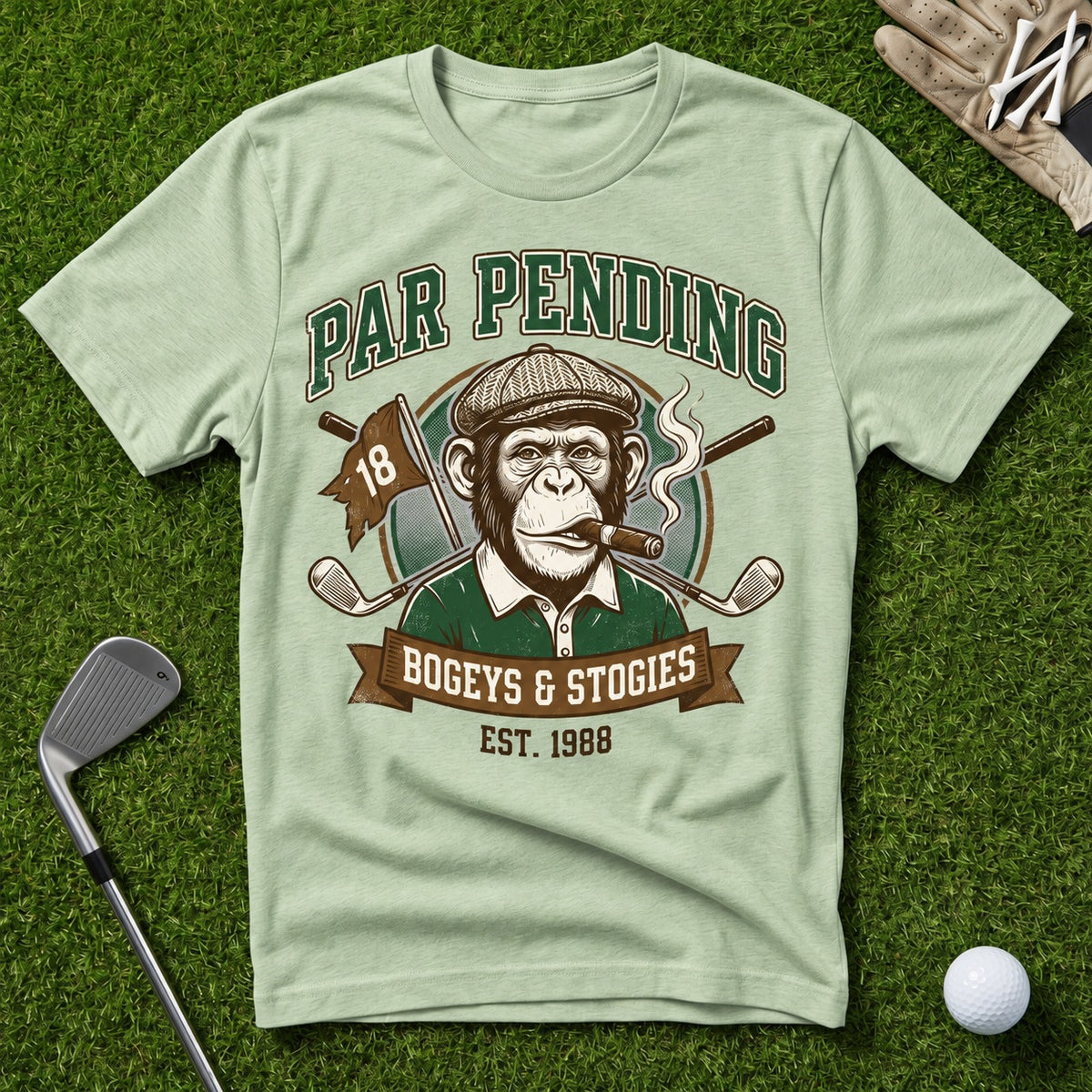 Bogeys & Stogies Ape T-Shirt in Pistachio