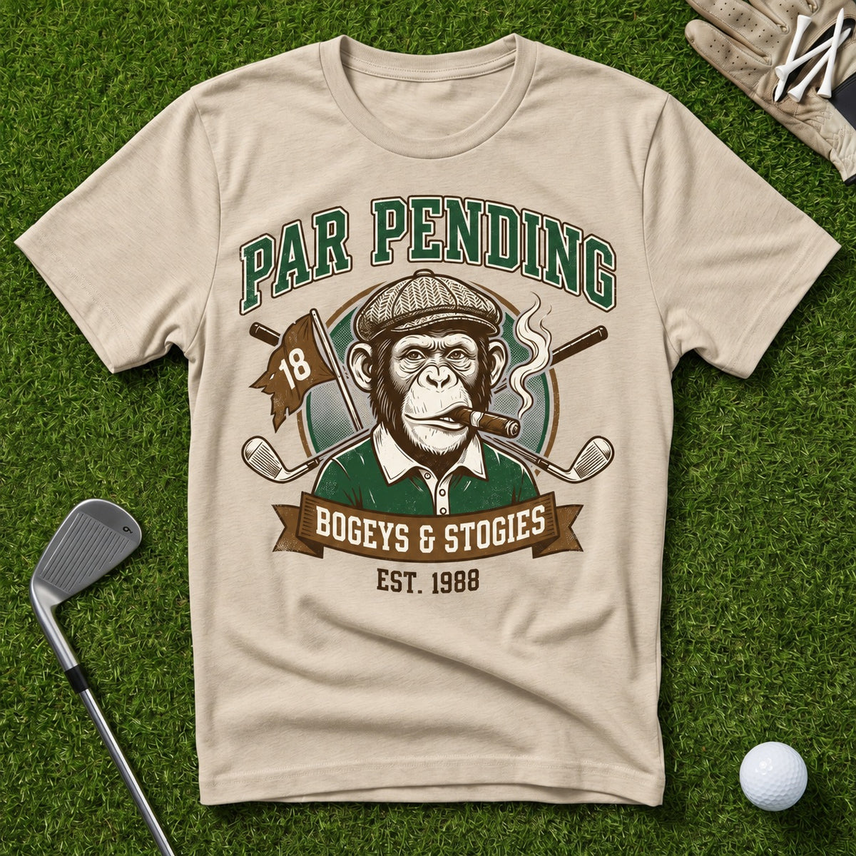 Bogeys & Stogies Ape T-Shirt in Sand