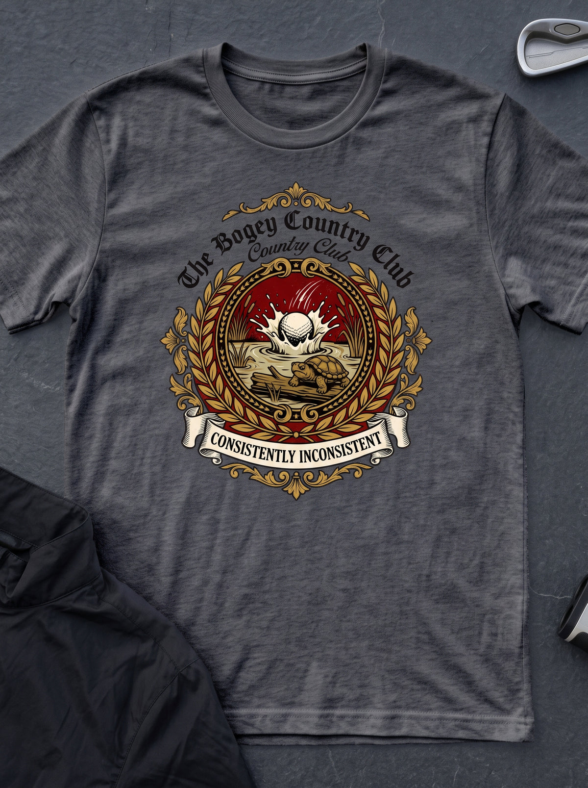 The Bogey Country Club funny golf t-shirt in Dark Heather