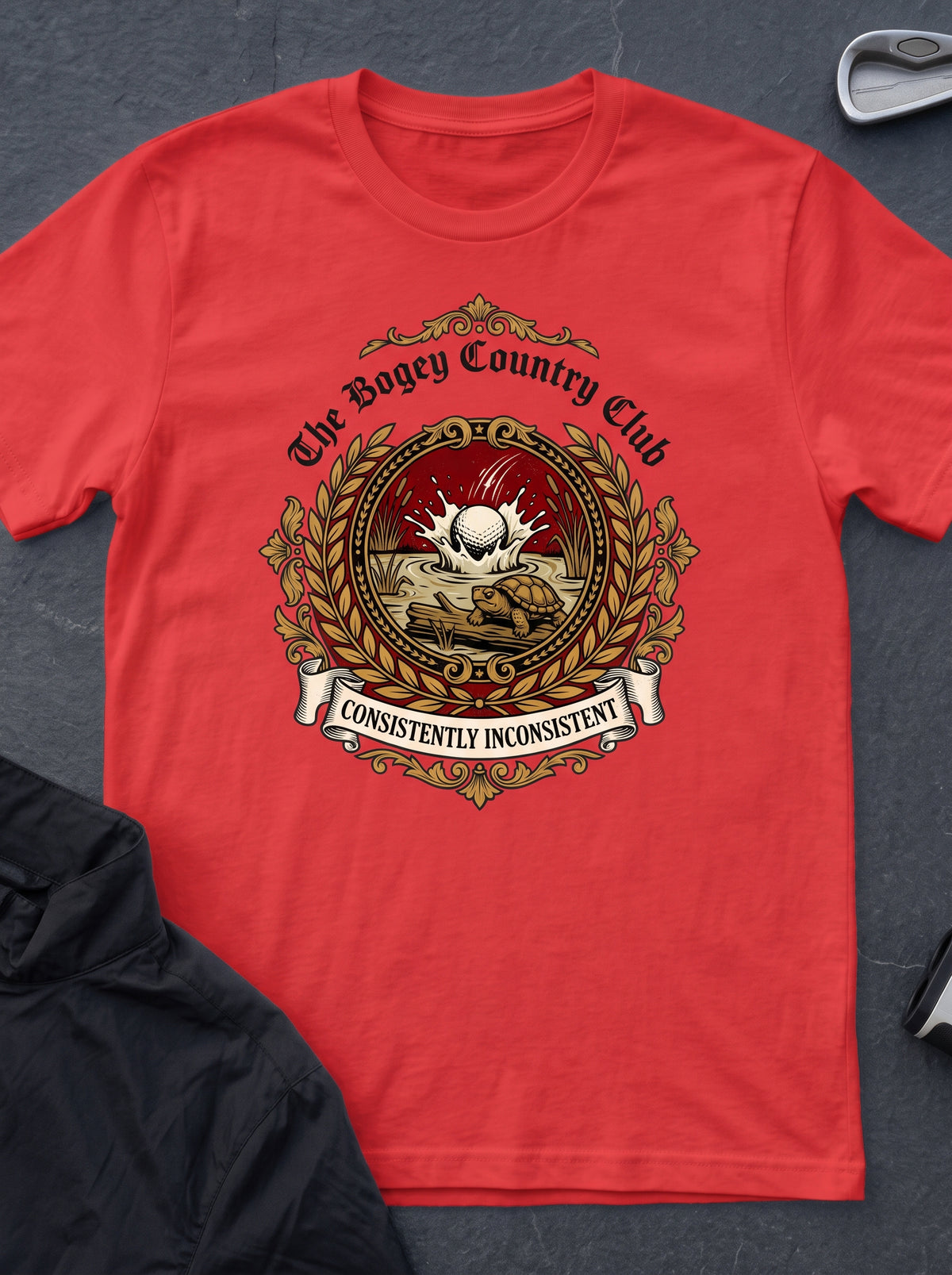 The Bogey Country Club funny golf t-shirt in Heather Red