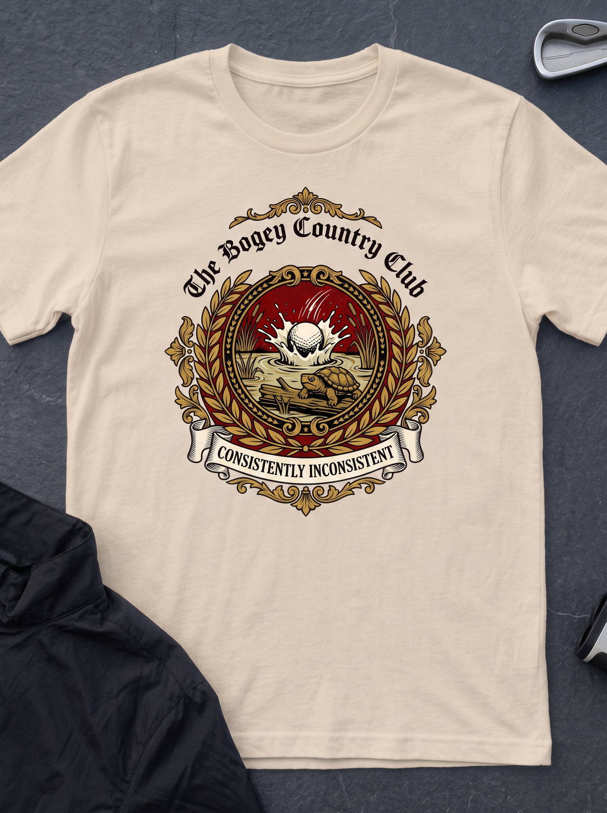 The Bogey Country Club funny golf t-shirt in Sand