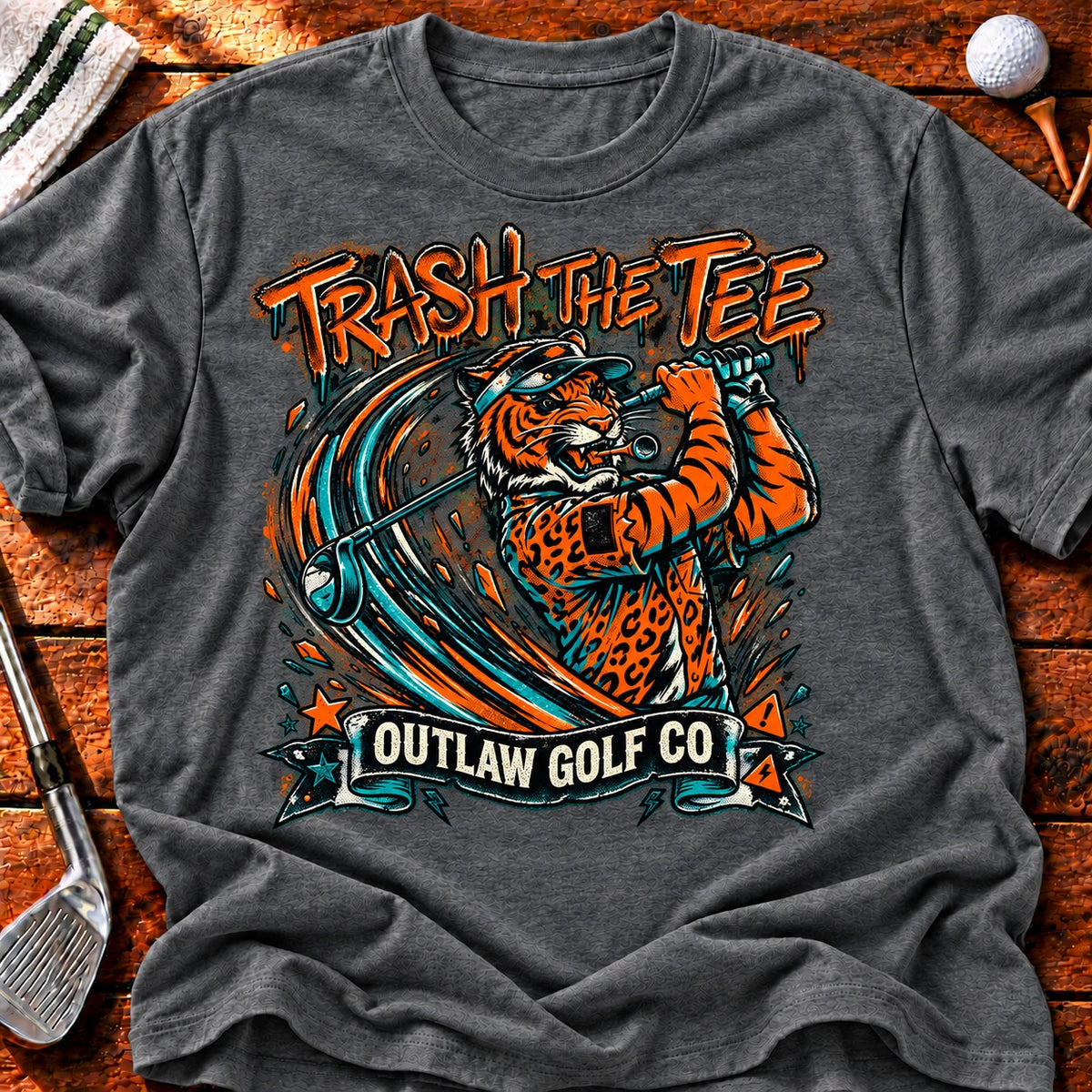 Trash The Tee Tiger T-Shirt in Graphite Heather