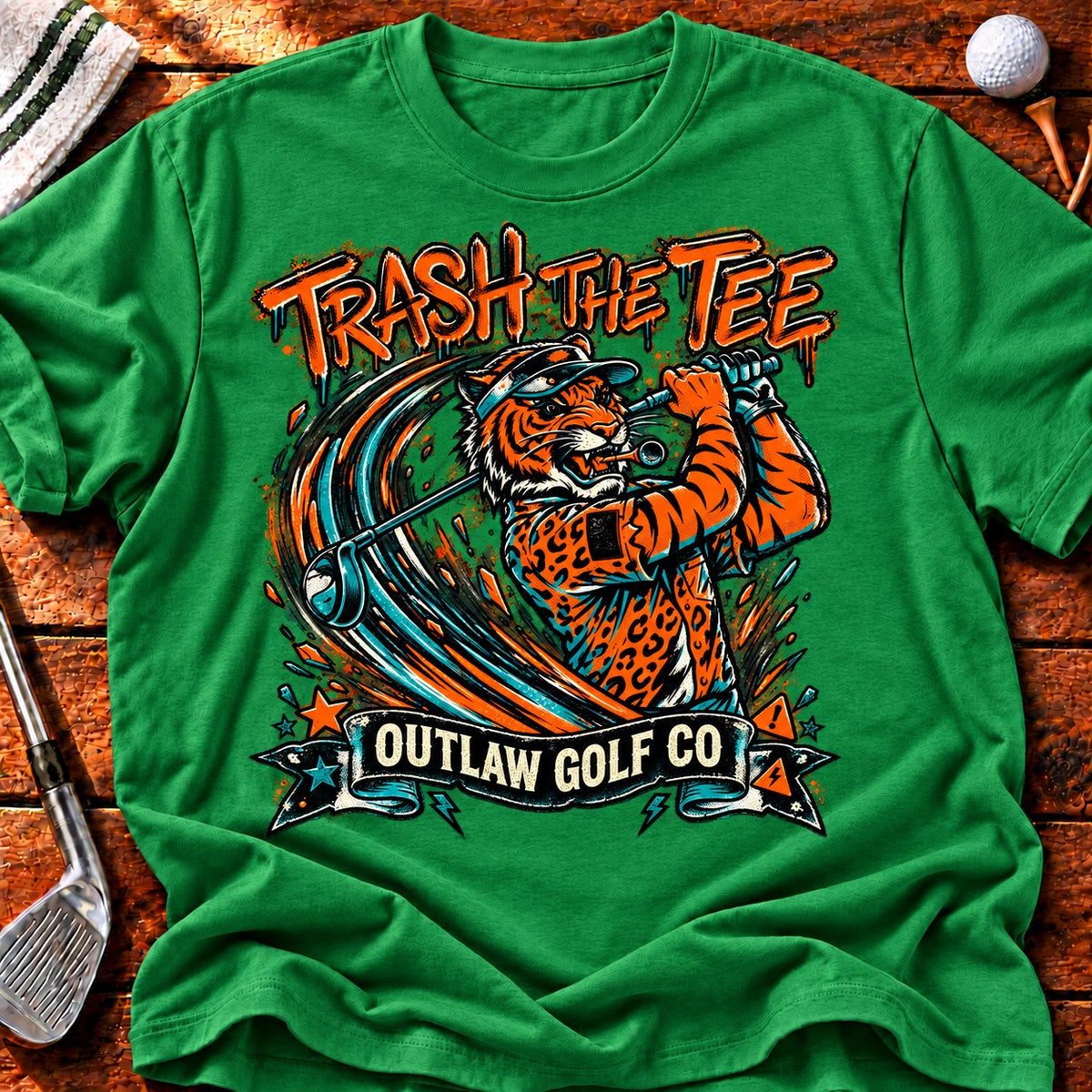 Trash The Tee Tiger T-Shirt in Kelly Green