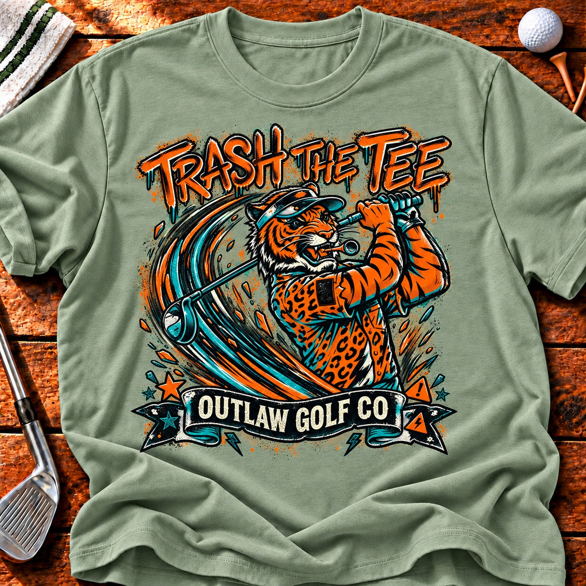 Trash The Tee Tiger T-Shirt in Sage